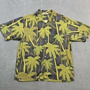 Tommy Bahama Hawaiian Shirt Large 100% Silk Tropical Floral Hawaiian Loop Collar